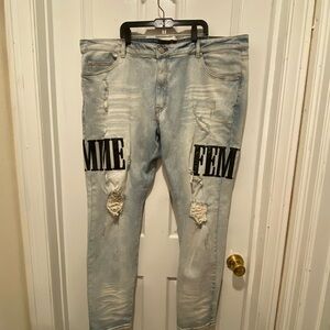 🙋‍♀️💁‍♀️Home Femme Blue Skinny Jeans with Distressed Detailing